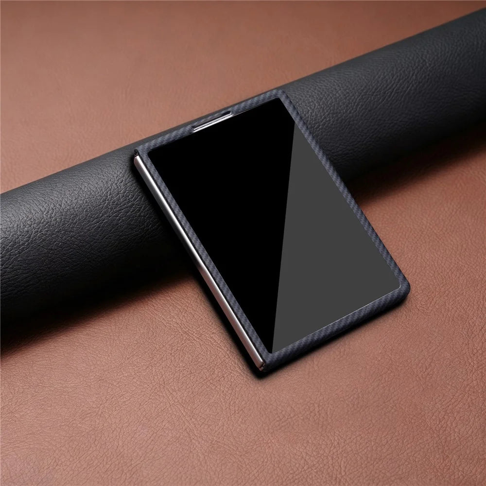 For Samsung Galaxy Z Fold8 Magnetic Case Carbon Fiber Texture PC Phone Cover with Tempered Glass Film - Black - 5