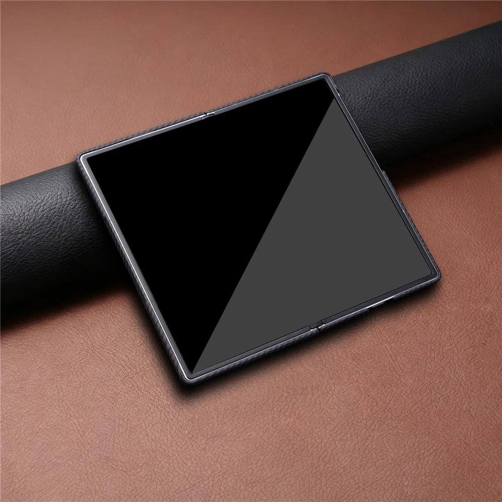 For Samsung Galaxy Z Fold8 Magnetic Case Carbon Fiber Texture PC Phone Cover with Tempered Glass Film - Black - 6