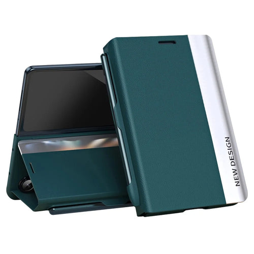 For Samsung Galaxy Z Fold8 Case Stand Shockproof Pen Slot PU + PC Phone Cover with Stylus - Green - 1