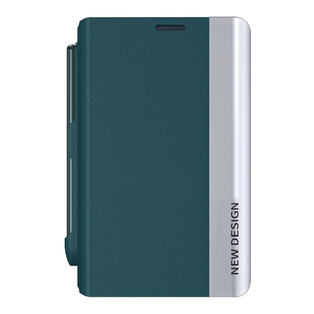 For Samsung Galaxy Z Fold8 Case Stand Shockproof Pen Slot PU + PC Phone Cover with Stylus - Green - 2