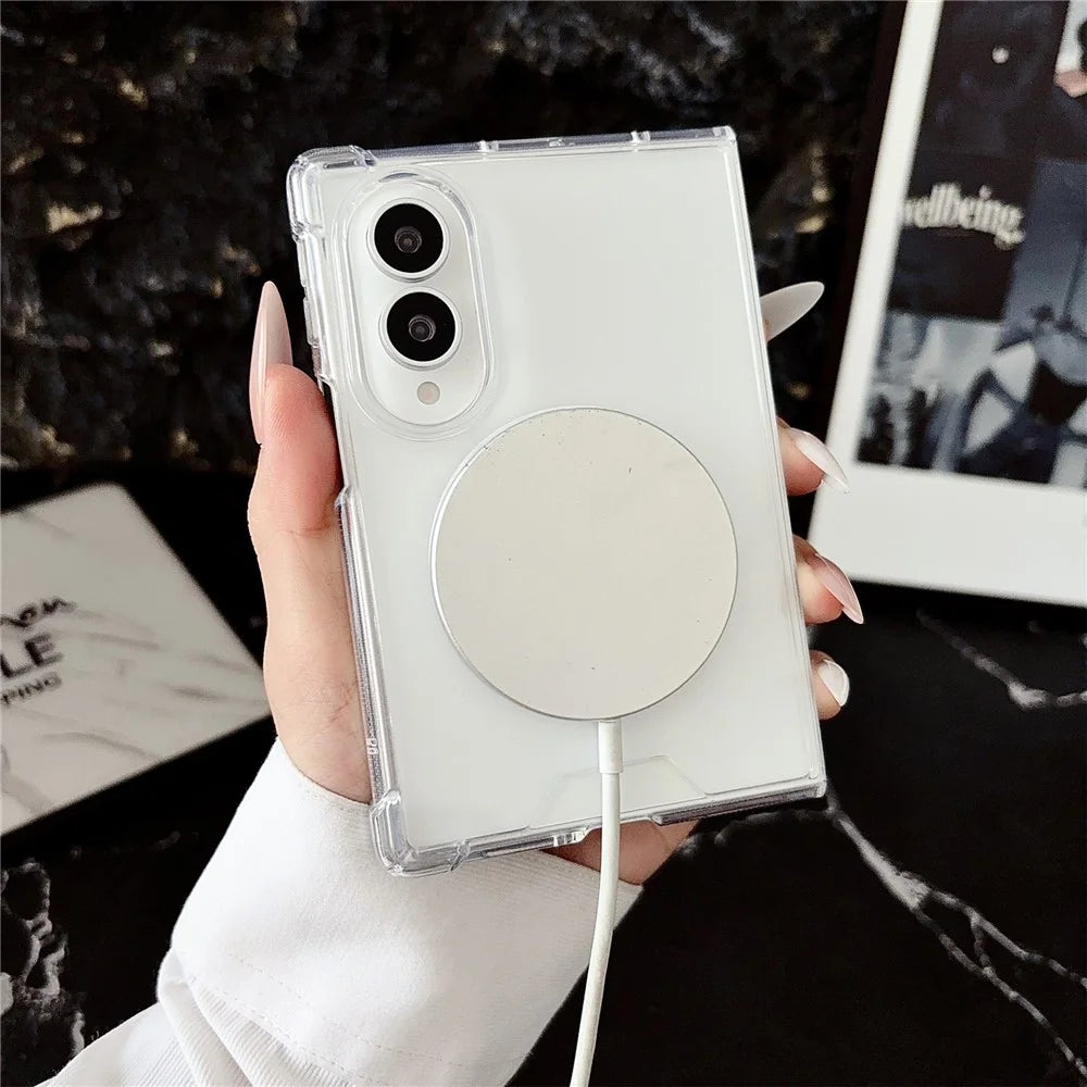 For Samsung Galaxy Z Fold8 Magnetic Case Clear Acrylic Back Phone Cover - Transparent - 4