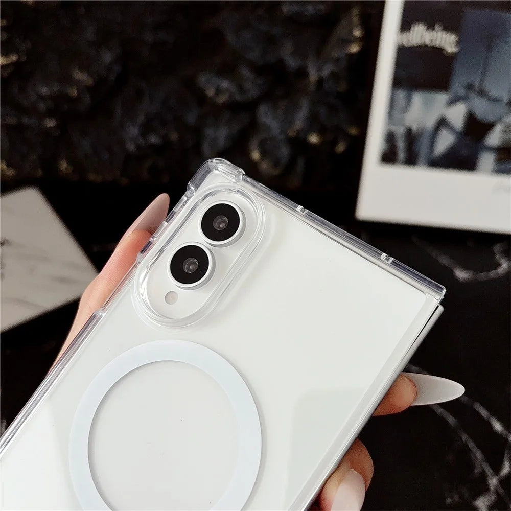 For Samsung Galaxy Z Fold8 Magnetic Case Clear Acrylic Back Phone Cover - Transparent - 5