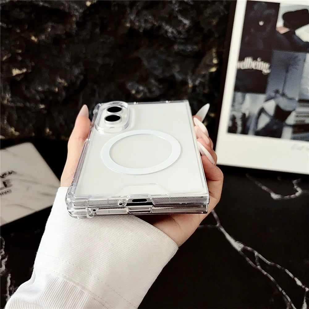 For Samsung Galaxy Z Fold8 Magnetic Case Clear Acrylic Back Phone Cover - Transparent - 7
