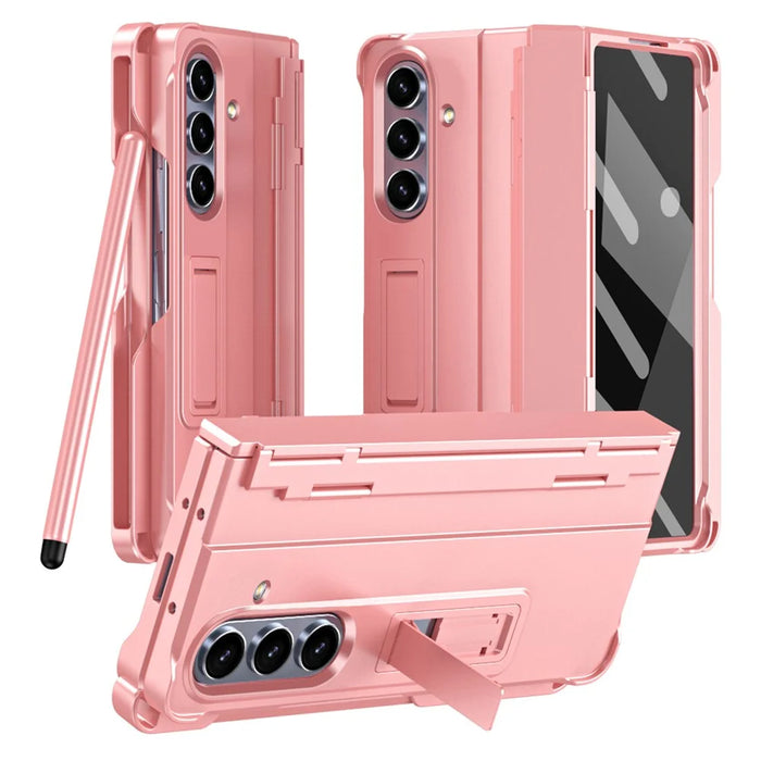 For Samsung Galaxy Z Fold8 Ultra  Case Kickstand Hard PC Phone Cover with Stylus  /  Screen Protector - Pink - 1