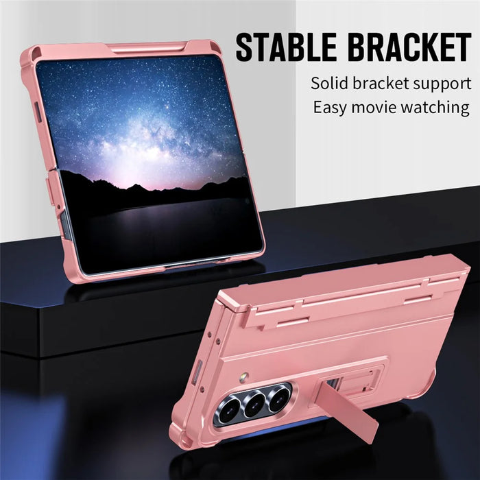For Samsung Galaxy Z Fold8 Ultra  Case Kickstand Hard PC Phone Cover with Stylus  /  Screen Protector - Pink - 2
