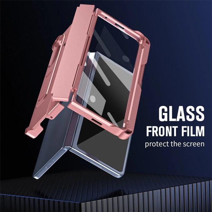For Samsung Galaxy Z Fold8 Ultra  Case Kickstand Hard PC Phone Cover with Stylus  /  Screen Protector - Pink - 3