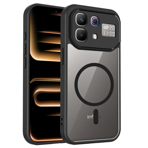 For Infinix Note 60 Pro 5G  /  60 5G Magnetic Case Transparent PC + TPU Shockproof Skin-friendly Phone Cover - Black - 1