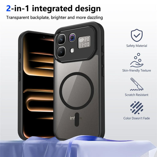 For Infinix Note 60 Pro 5G  /  60 5G Magnetic Case Transparent PC + TPU Shockproof Skin-friendly Phone Cover - Black - 2