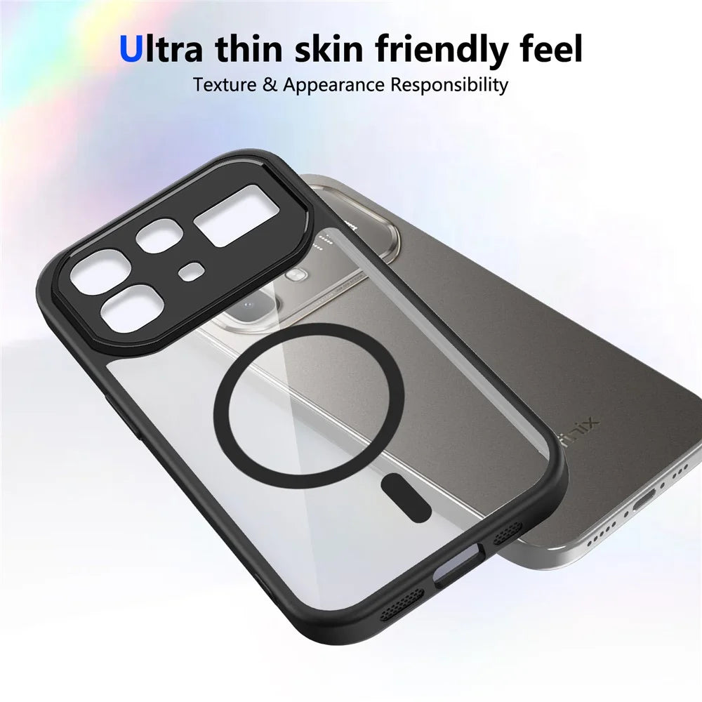For Infinix Note 60 Pro 5G  /  60 5G Magnetic Case Transparent PC + TPU Shockproof Skin-friendly Phone Cover - Black - 3