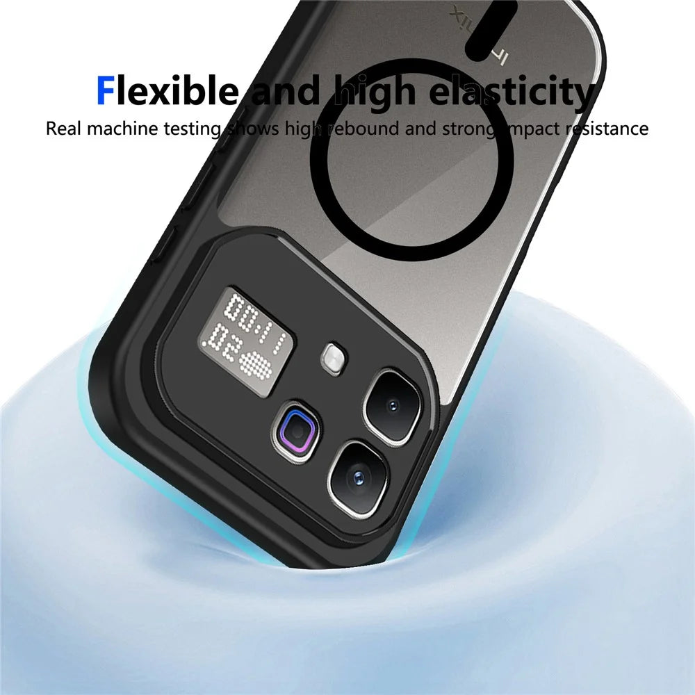 For Infinix Note 60 Pro 5G  /  60 5G Magnetic Case Transparent PC + TPU Shockproof Skin-friendly Phone Cover - Black - 5