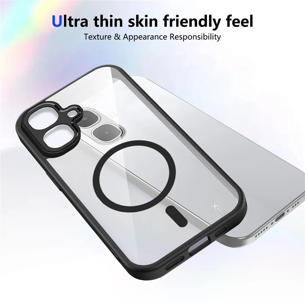 For Infinix Smart 10 Magnetic Case Transparent PC + TPU Shockproof Skin-friendly Phone Cover - Black - 3