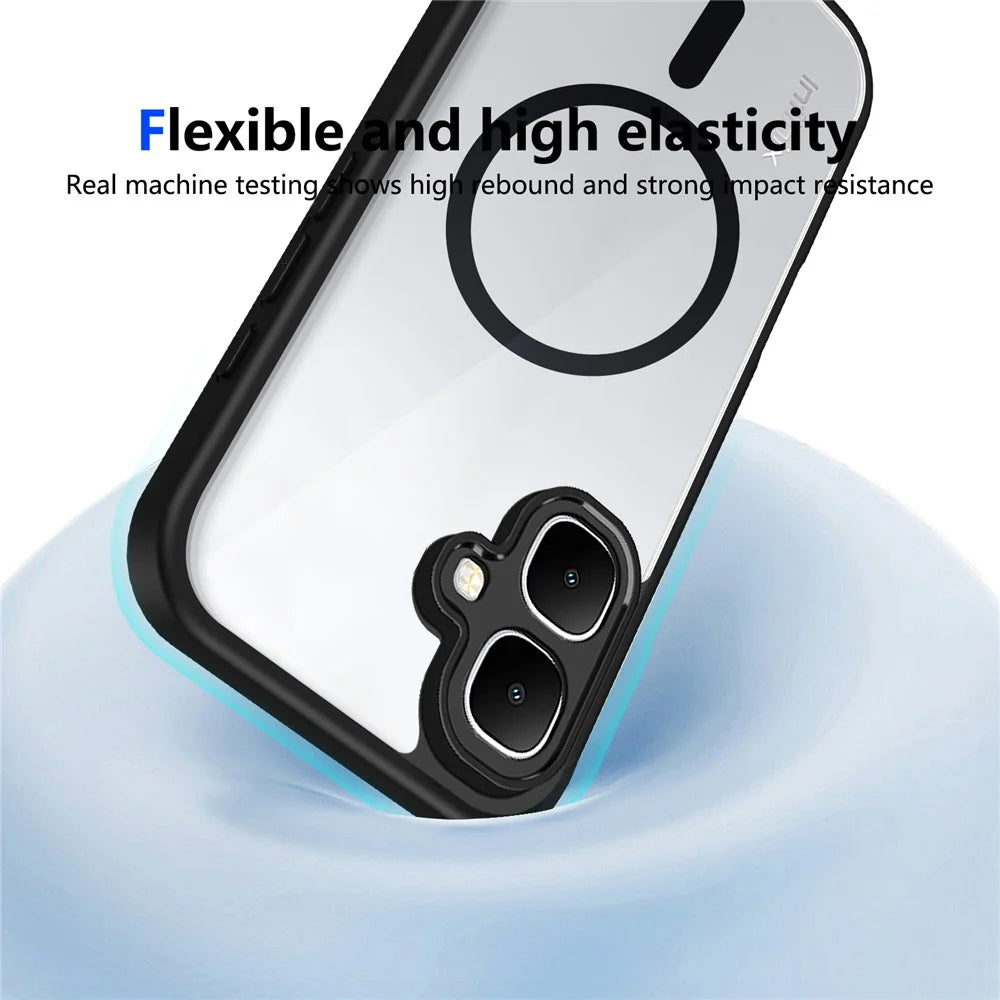 For Infinix Smart 10 Magnetic Case Transparent PC + TPU Shockproof Skin-friendly Phone Cover - Black - 5