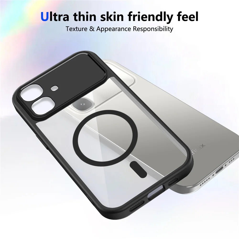 For Infinix Smart 20 4G Magnetic Case Transparent PC + TPU Shockproof Skin-friendly Phone Cover - Black - 3