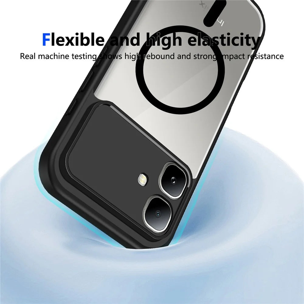 For Infinix Smart 20 4G Magnetic Case Transparent PC + TPU Shockproof Skin-friendly Phone Cover - Black - 5