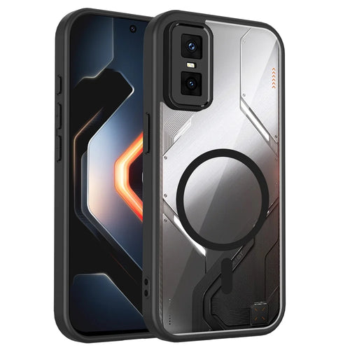 For Infinix GT 30 Pro 5G Magnetic Case Transparent PC + TPU Shockproof Skin-friendly Phone Cover - Black - 1