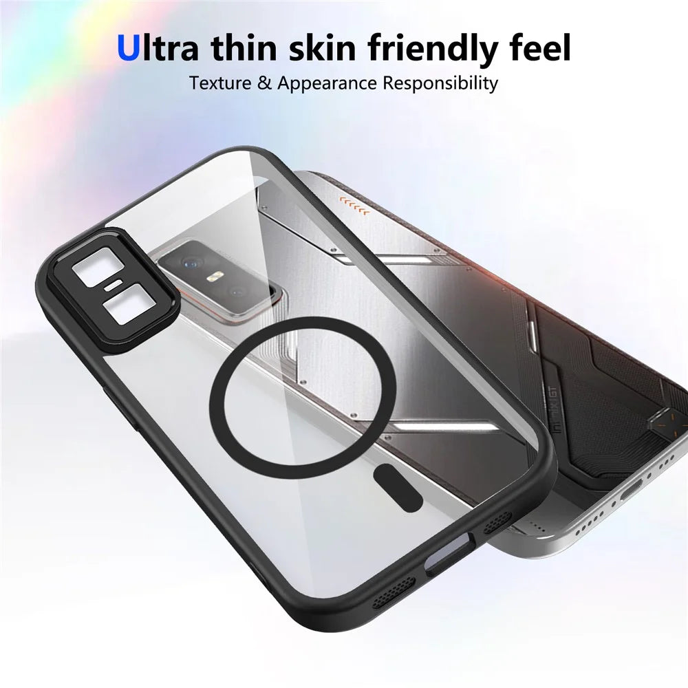 For Infinix GT 30 Pro 5G Magnetic Case Transparent PC + TPU Shockproof Skin-friendly Phone Cover - Black - 3