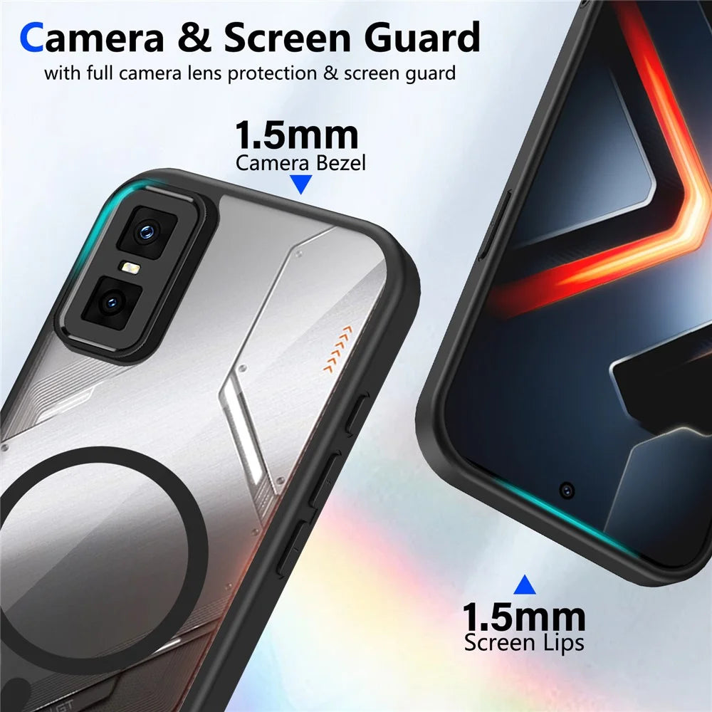 For Infinix GT 30 Pro 5G Magnetic Case Transparent PC + TPU Shockproof Skin-friendly Phone Cover - Black - 4