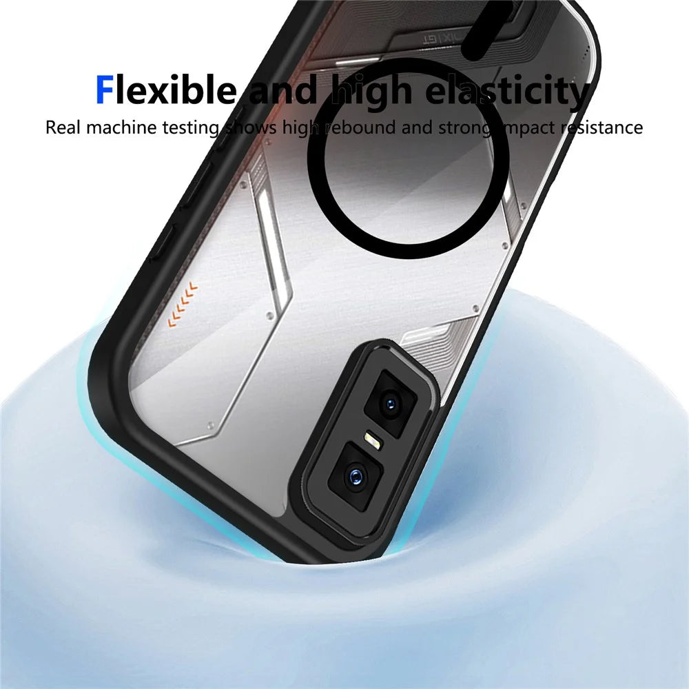 For Infinix GT 30 Pro 5G Magnetic Case Transparent PC + TPU Shockproof Skin-friendly Phone Cover - Black - 5