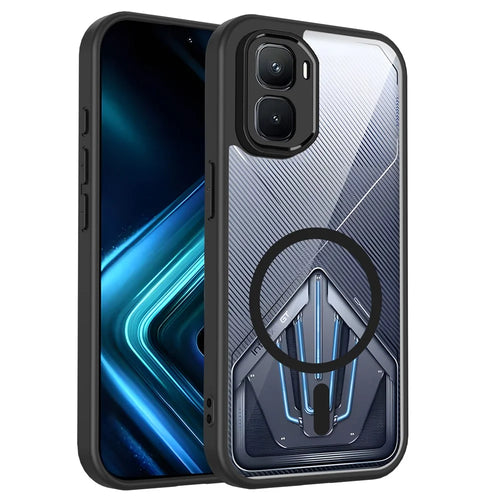 For Infinix GT 50 Pro 5G Magnetic Case Transparent PC + TPU Shockproof Skin-friendly Phone Cover - Black - 1