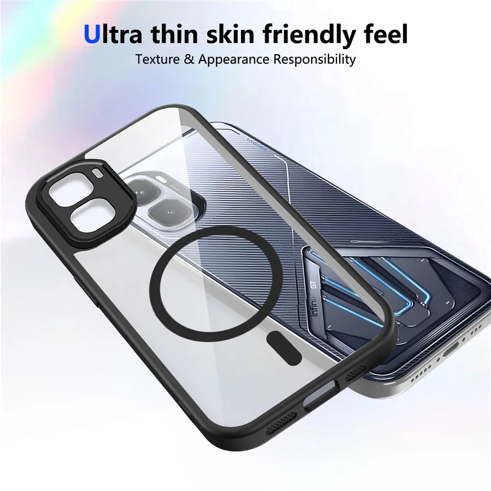 For Infinix GT 50 Pro 5G Magnetic Case Transparent PC + TPU Shockproof Skin-friendly Phone Cover - Black - 3