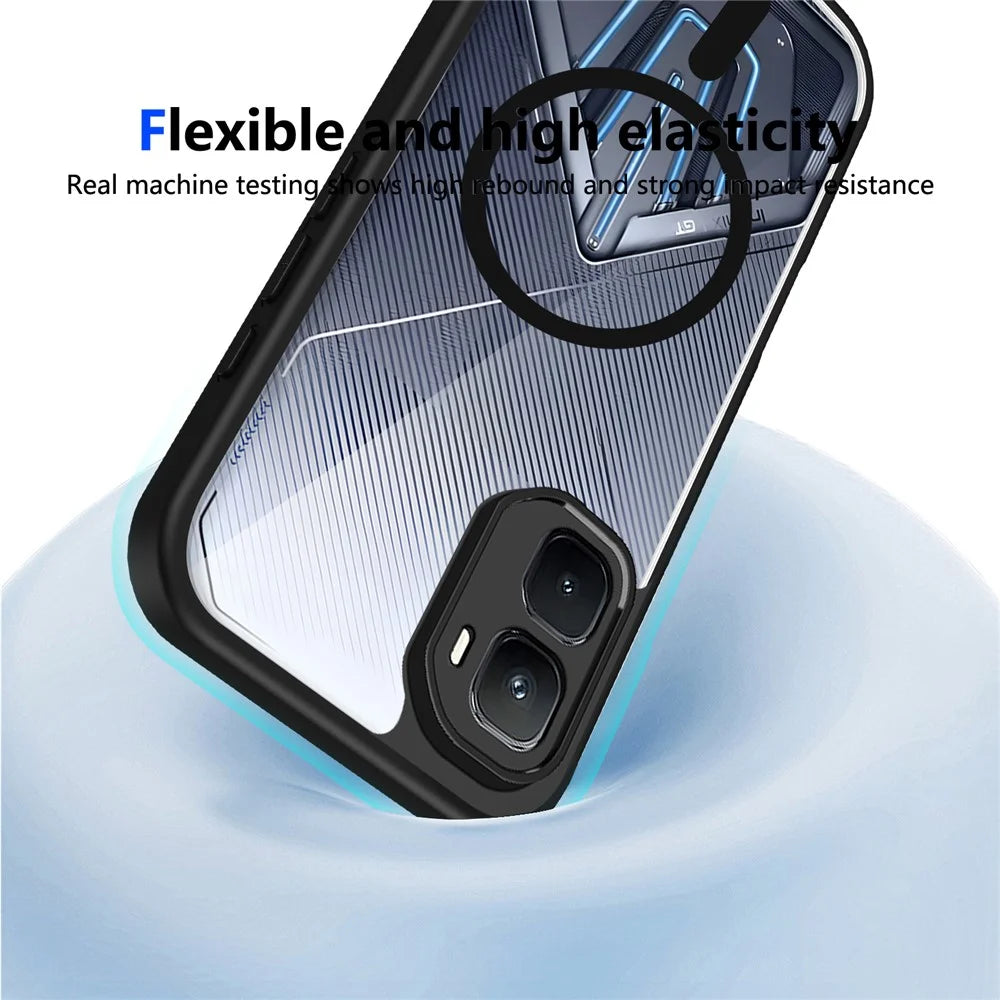 For Infinix GT 50 Pro 5G Magnetic Case Transparent PC + TPU Shockproof Skin-friendly Phone Cover - Black - 5