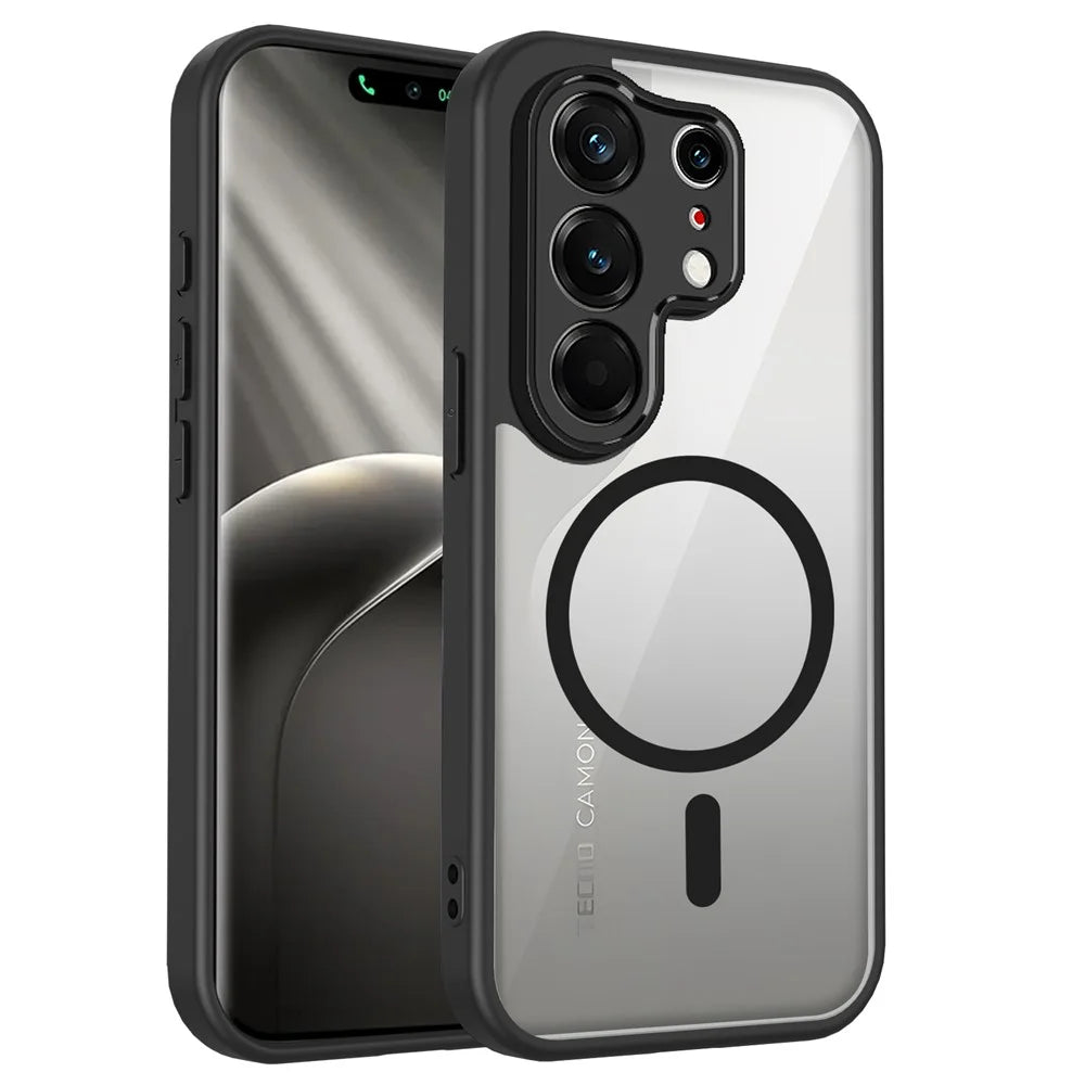 For TECNO Camon 50 Pro 4G  /  50 Pro 5G  /  50 Ultra 5G Magnetic Case Transparent PC + TPU Shockproof Skin-friendly Phone Cover - Black - 1