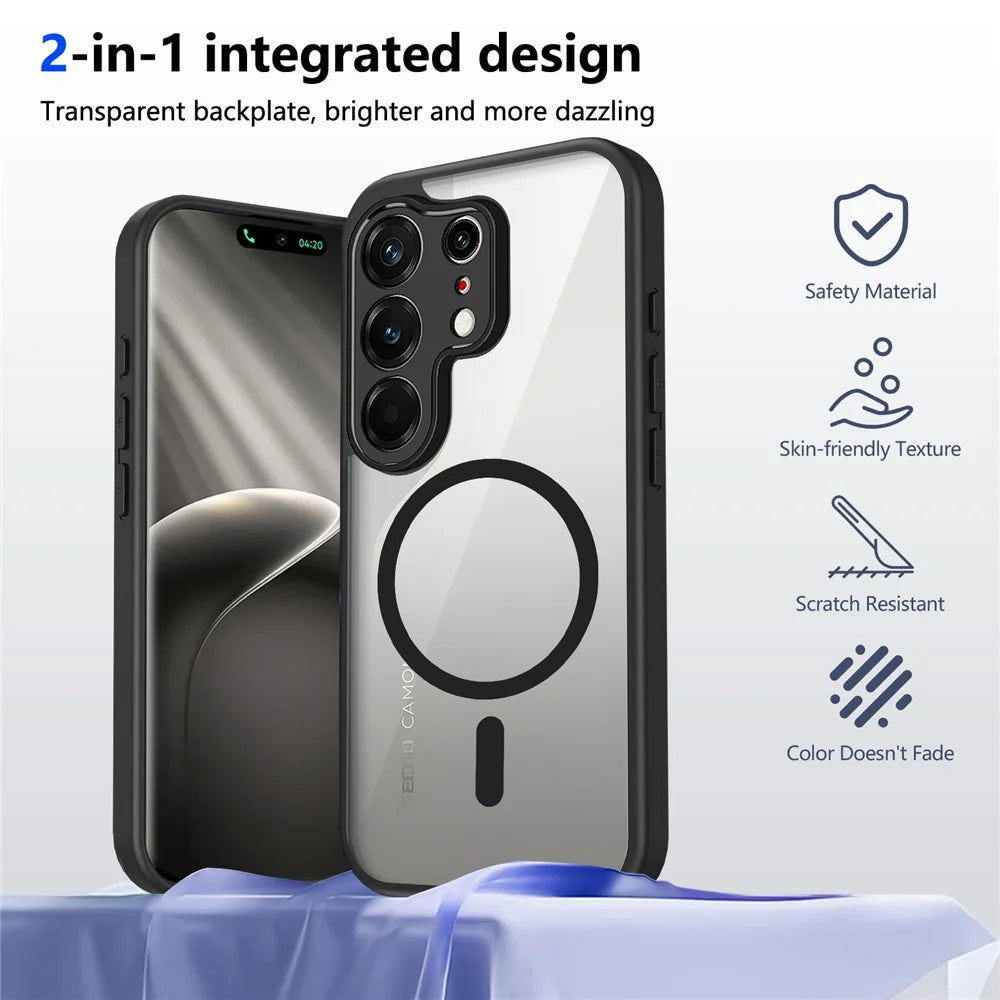 For TECNO Camon 50 4G Magnetic Case Transparent PC + TPU Shockproof Skin-friendly Phone Cover - Black - 2