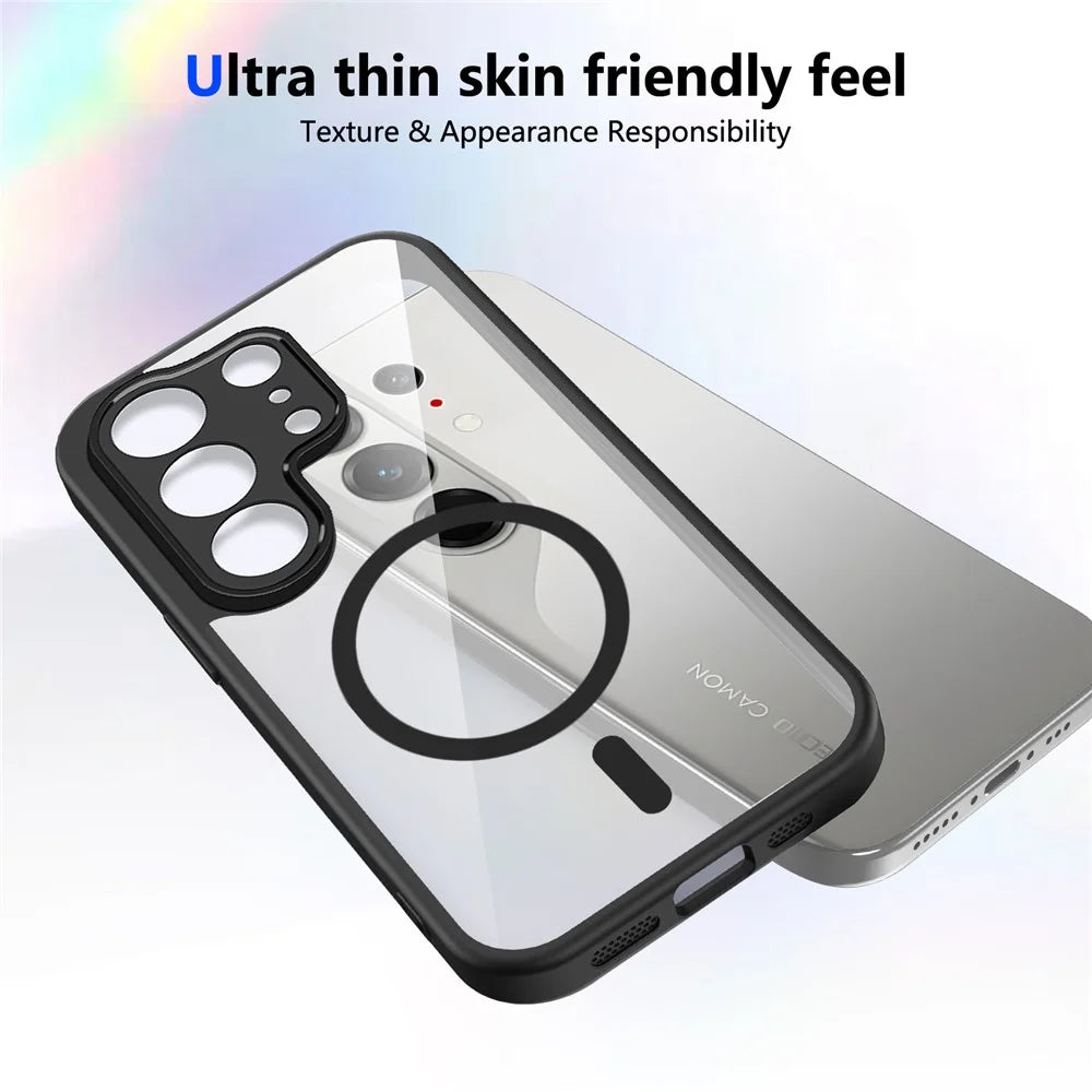 For TECNO Camon 50 4G Magnetic Case Transparent PC + TPU Shockproof Skin-friendly Phone Cover - Black - 3