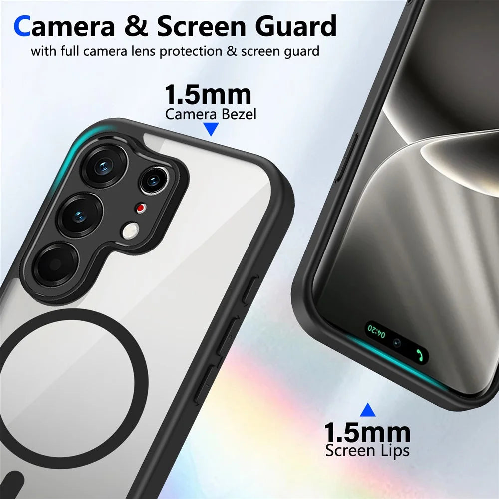 For TECNO Camon 50 4G Magnetic Case Transparent PC + TPU Shockproof Skin-friendly Phone Cover - Black - 4