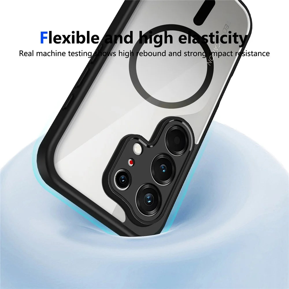 For TECNO Camon 50 4G Magnetic Case Transparent PC + TPU Shockproof Skin-friendly Phone Cover - Black - 5