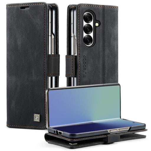 AUTSPACE for Samsung Galaxy Z Fold8 Ultra Wallet Case  A01 Leather Stand Cover with RFID Blocking Card Holder - Black - 1