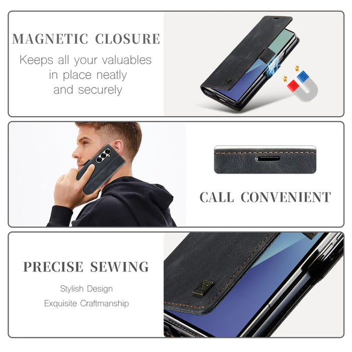 AUTSPACE for Samsung Galaxy Z Fold8 Ultra Wallet Case  A01 Leather Stand Cover with RFID Blocking Card Holder - Black - 4