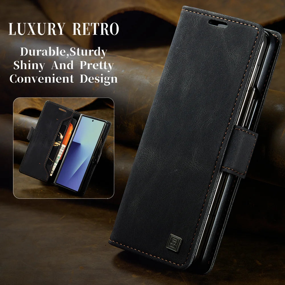 AUTSPACE for Samsung Galaxy Z Fold8 Ultra Wallet Case  A01 Leather Stand Cover with RFID Blocking Card Holder - Black - 6