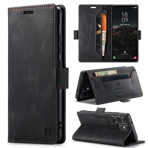 AUTSPACE for Samsung Galaxy S26 Ultra Wallet Case  A01 Leather Stand Cover with RFID Blocking Card Holder - Black - 1
