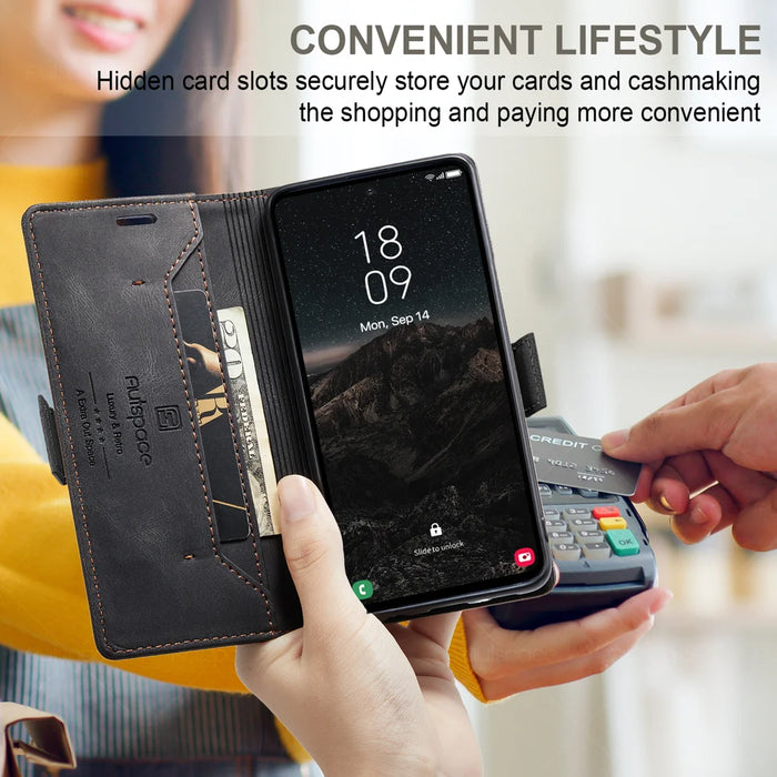 AUTSPACE for Samsung Galaxy S26 Ultra Wallet Case  A01 Leather Stand Cover with RFID Blocking Card Holder - Black - 6