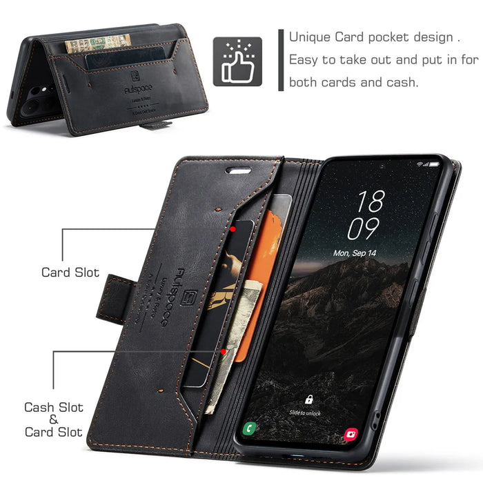 AUTSPACE for Samsung Galaxy S26 Ultra Wallet Case  A01 Leather Stand Cover with RFID Blocking Card Holder - Black - 7