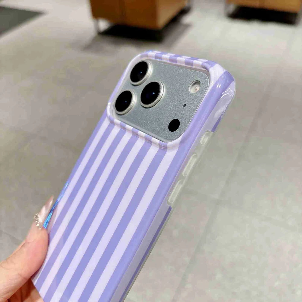For iPhone 18 Pro / 17 Pro Case IMD Stripe TPU Full Coverage Shockproof Phone Protective Cover - Purple - 6