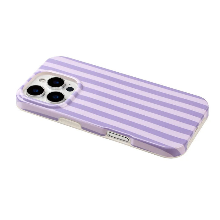 For iPhone 16 Pro Case IMD Stripe TPU Full Coverage Shockproof Phone Protective Cover - Purple - 4