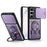 For Samsung Galaxy A27 5G Case with Slide Lens Cover Rotatable Kickstand Shockproof TPU + PC Phone Shell - Purple - 1