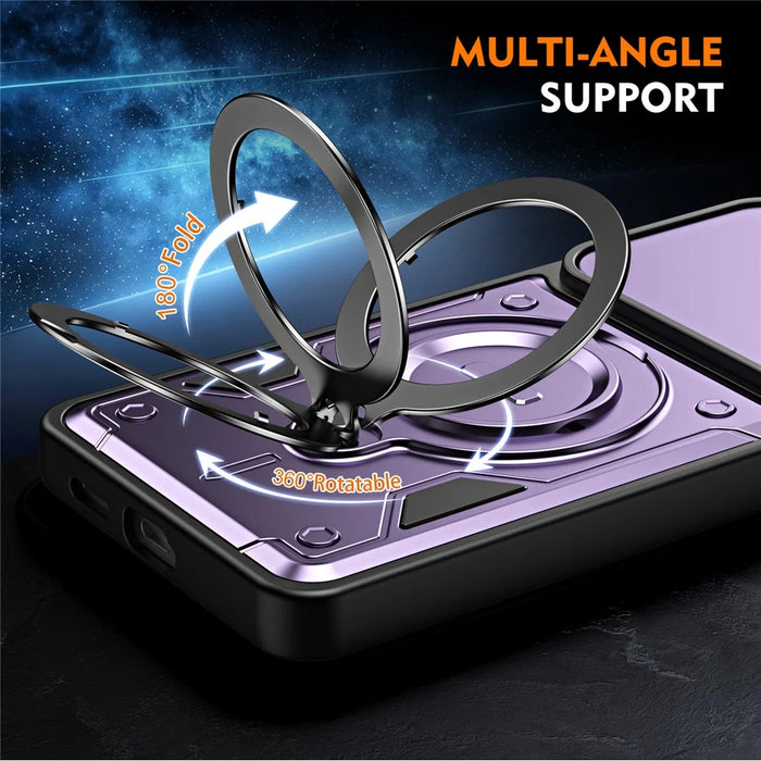 For Samsung Galaxy A27 5G Case with Slide Lens Cover Rotatable Kickstand Shockproof TPU + PC Phone Shell - Purple - 7