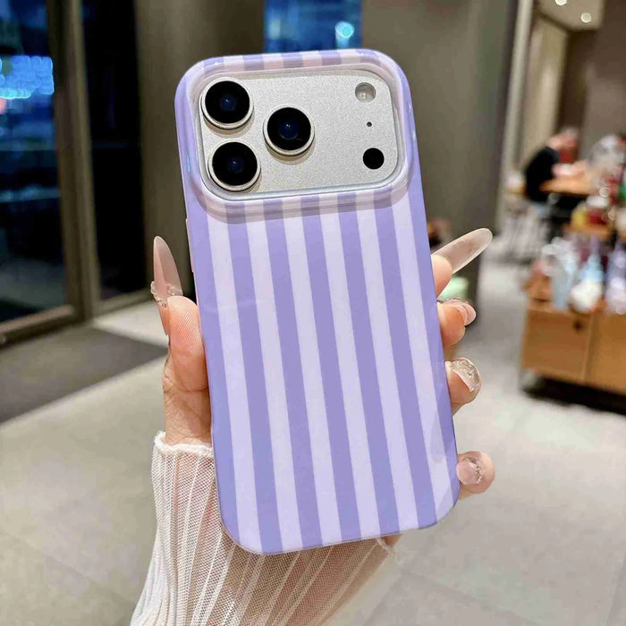 For iPhone 18 Pro Max / 17 Pro Max Case IMD Stripe TPU Full Coverage Shockproof Phone Protective Cover - Purple - 5