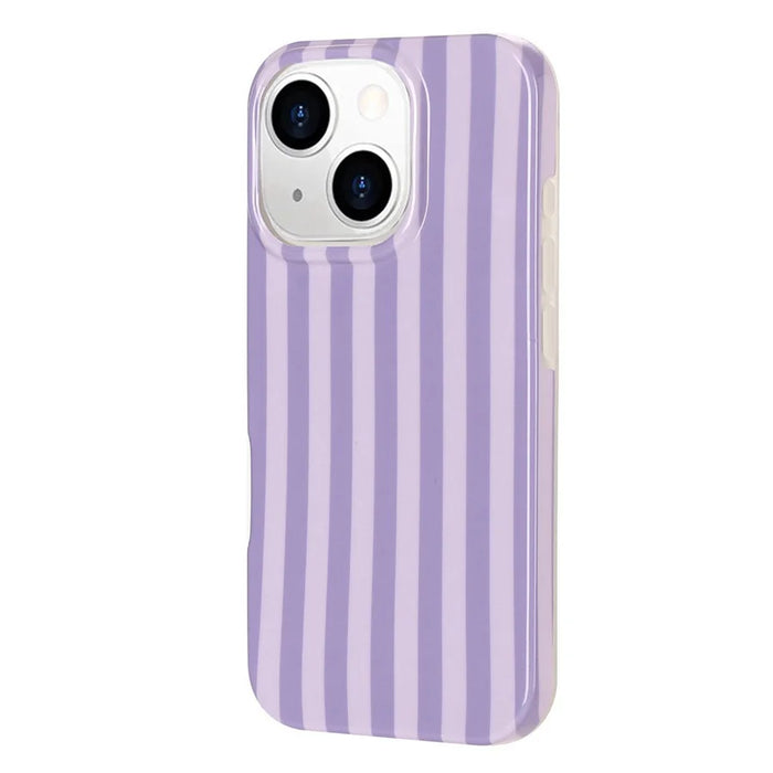 For iPhone 13 / iPhone 14 Case IMD Stripe TPU Full Coverage Shockproof Phone Protective Cover - Purple - 3