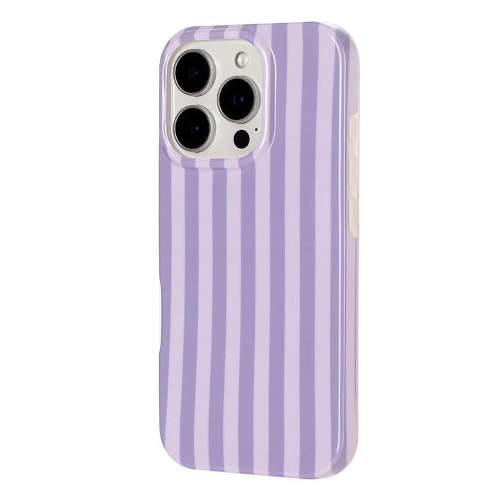 For iPhone 14 Pro Max Case IMD Stripe TPU Full Coverage Shockproof Phone Protective Cover - Purple - 3