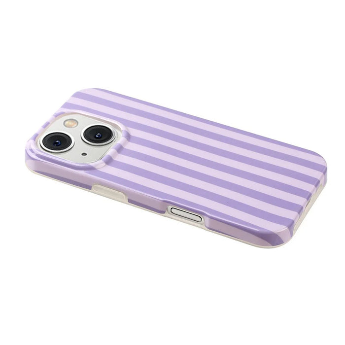 For iPhone 14 Plus / iPhone 15 Plus Case IMD Stripe TPU Full Coverage Shockproof Phone Protective Cover - Purple - 4