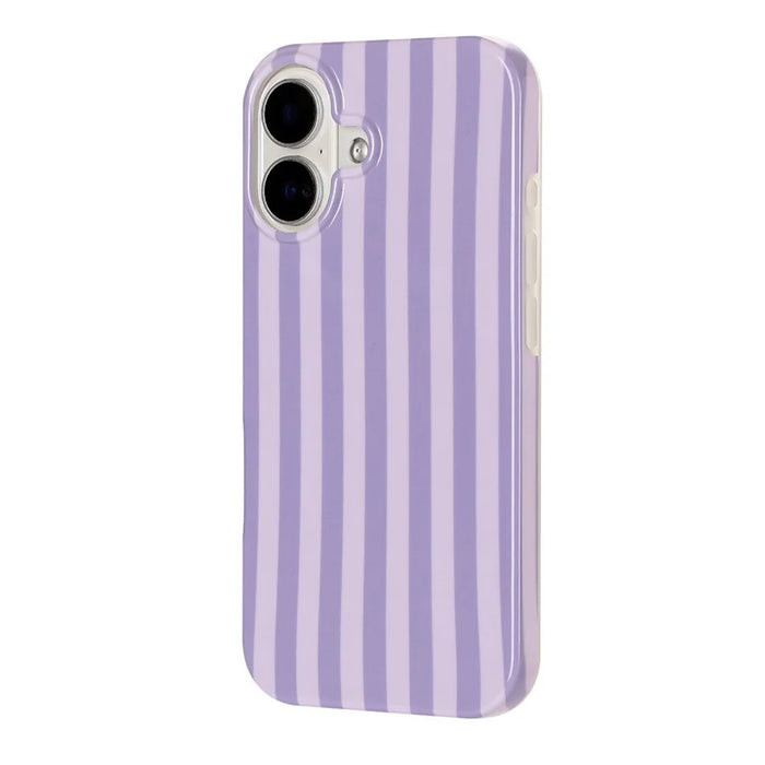 For iPhone 16 Case IMD Stripe TPU Full Coverage Shockproof Phone Protective Cover - Purple - 3
