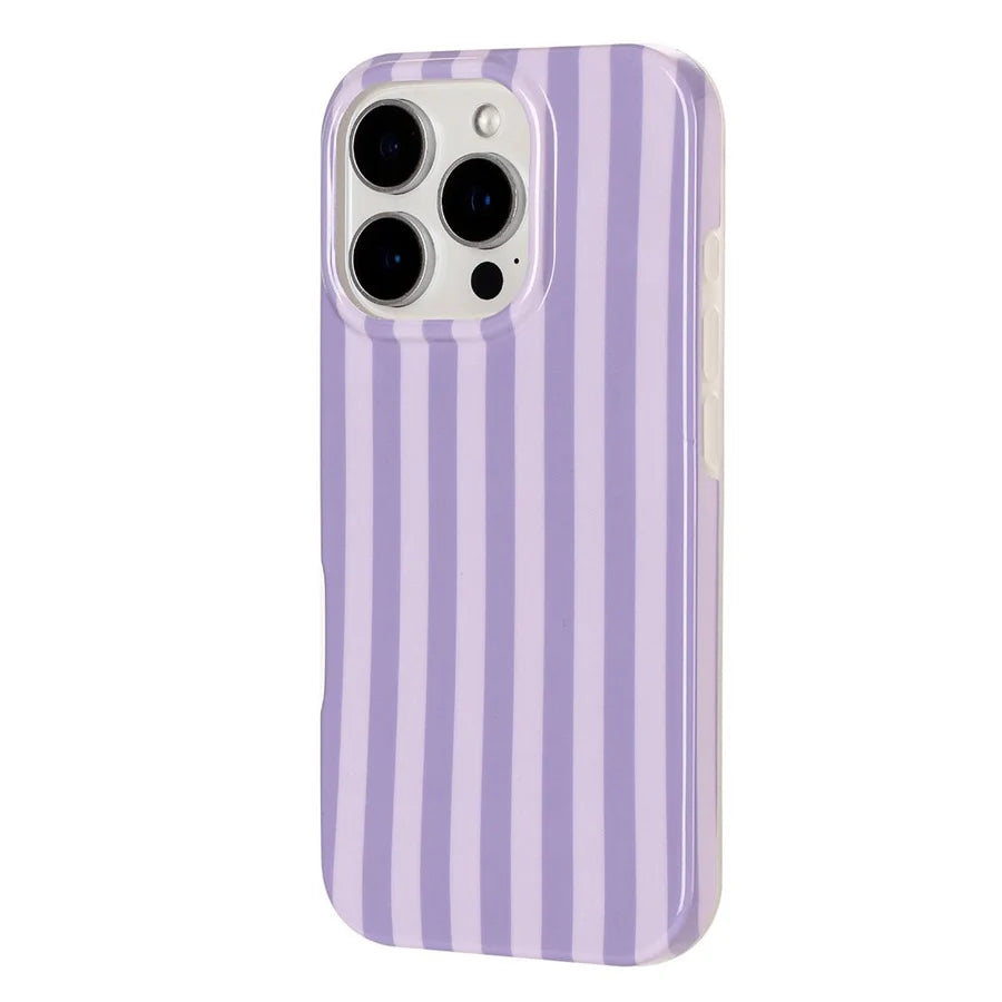 For iPhone 13 Pro Case IMD Stripe TPU Full Coverage Shockproof Phone Protective Cover - Purple - 3