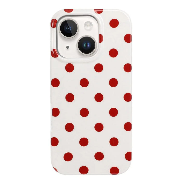 For iPhone 13 / iPhone 14 Case Retro Polka Dot IMD TPU Full Coverage Phone Protective Cover - White - 2
