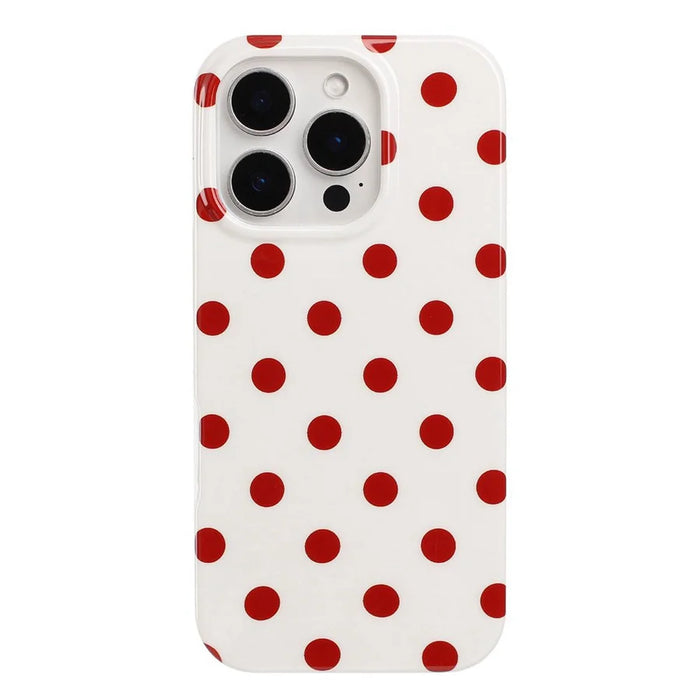 For iPhone 14 Pro Max Case Retro Polka Dot IMD TPU Full Coverage Phone Protective Cover - White - 2