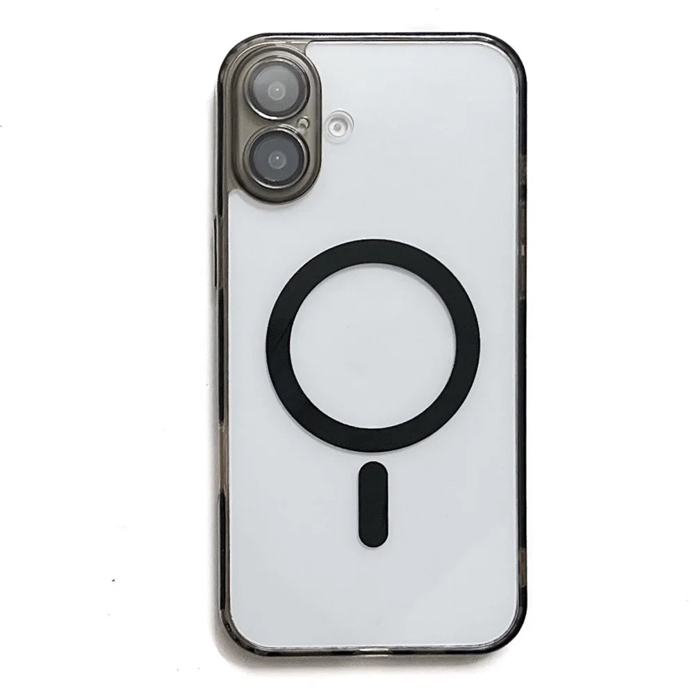 For iPhone 17 Magnetic Case Acryic + TPU Phone Cover with PET Lens Protector - Black - 1