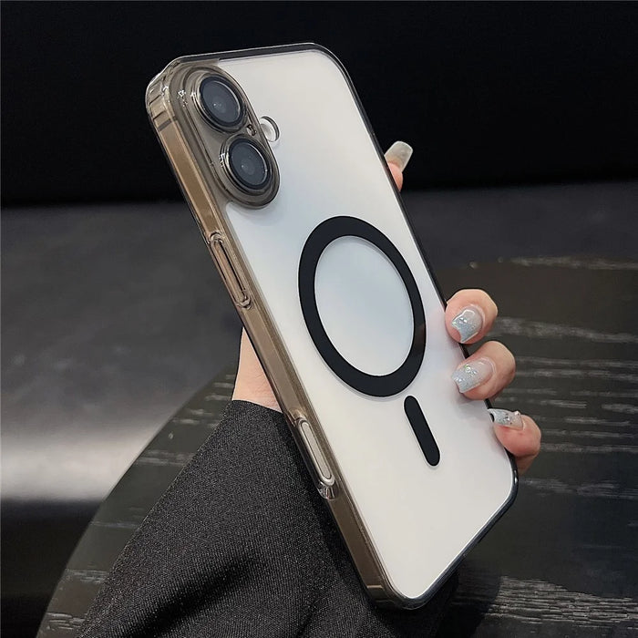 For iPhone 17 Magnetic Case Acryic + TPU Phone Cover with PET Lens Protector - Black - 2